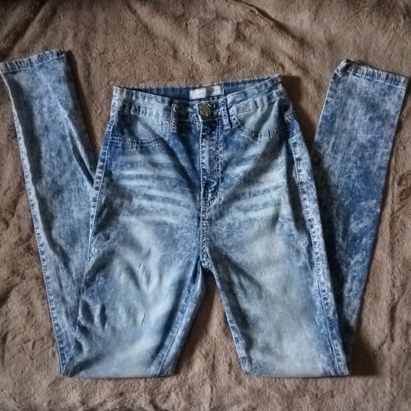 Crave Fame Acid Wash Skinny High Waisted Jeans 5 - Picture 2 of 6